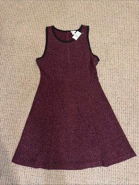 J Crew Sleeveless Sparkle Knit A-Line Dress in Burgundy